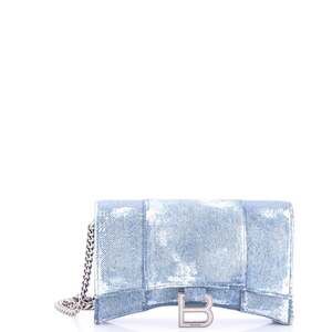 Balenciaga Hourglass Chain Wallet Denim #254257B78B